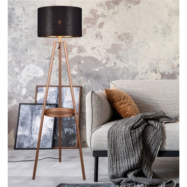 Lampadaire COLETTE avec plateau, interrupteur à pied, ampoule non incluse 1x E27 max. 60W IP20 Cuivre