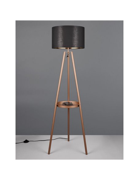 Lampadaire COLETTE avec plateau, interrupteur à pied, ampoule non incluse 1x E27 max. 60W IP20 Cuivre