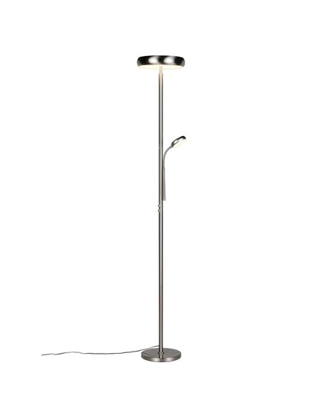 Lampadaire LED PALERMO, hauteur 183 cm, 5/18 W 500/2000 lm, dimmable avec télécommande incluse, IP20, nickel