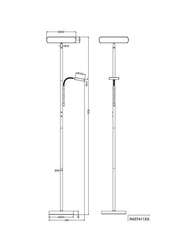 Lámpara de pie LED PALERMO altura 183cm, 5/18W 500/2000Lm regulable con mando incluido, IP20 Níquel