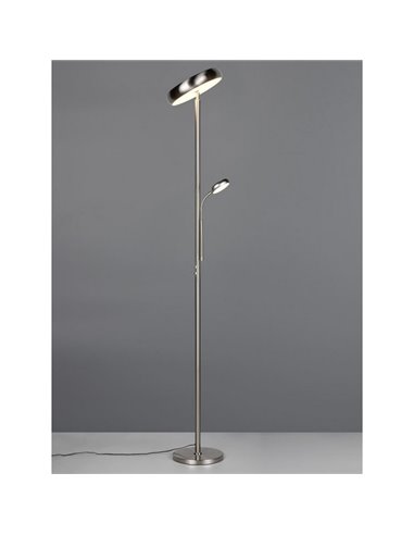 Luminária de chão LED PALERMO, altura 183cm, 5/18W 500/2000Lm, regulável com controlo remoto incluído, IP20, níquel