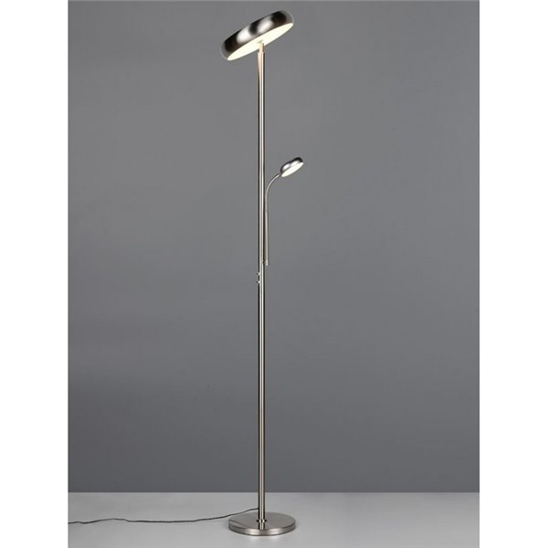 Lampadaire LED PALERMO, hauteur 183 cm, 5/18 W 500/2000 lm, dimmable avec télécommande incluse, IP20, nickel