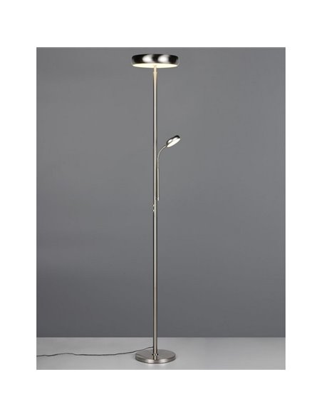 Lámpara de pie LED PALERMO altura 183cm, 5/18W 500/2000Lm regulable con mando incluido, IP20 Níquel