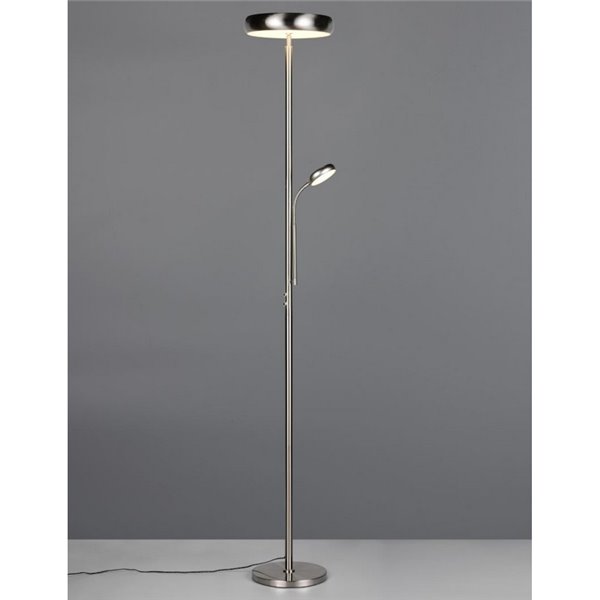 Lampadaire LED PALERMO, hauteur 183 cm, 5/18 W 500/2000 lm, dimmable avec télécommande incluse, IP20, nickel