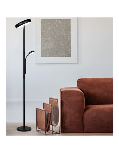 Lámpara de pie LED PALERMO altura 183cm, 5/18W 500/2000Lm regulable 3000+4000+6500K IP20 Negro