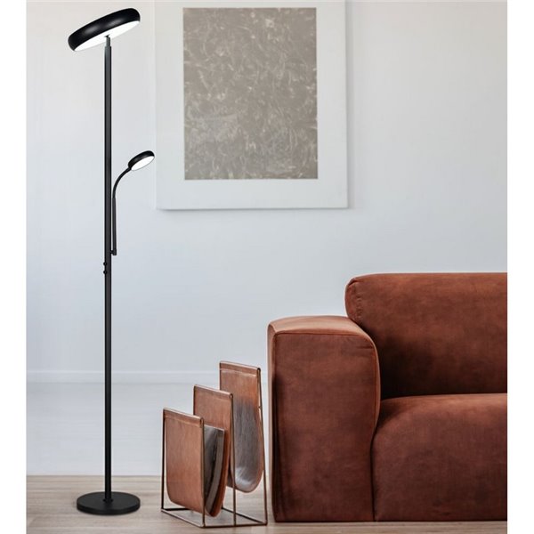 Lámpara de pie LED PALERMO altura 183cm, 5/18W 500/2000Lm regulable 3000+4000+6500K IP20 Negro