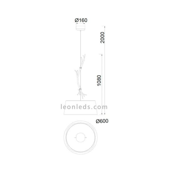 Lámpara Colgante de Techo Rústica Serie Sabina 1L Ø60CM grande de Mantra | Leonleds Iluminación