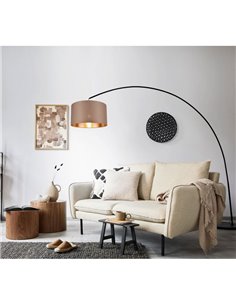 Luminária de chão MANSUR com arco e cúpula têxtil, lâmpada excl. 1x E27 máx. 60W IP20 Preto 2