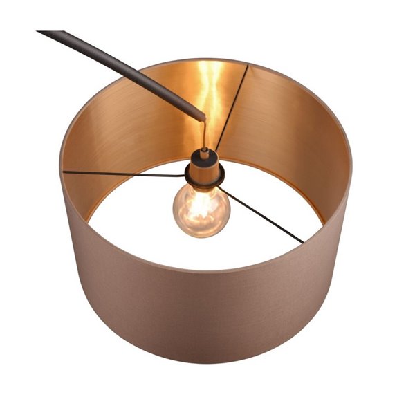 Luminária de chão MANSUR com arco e cúpula têxtil, lâmpada excl. 1x E27 máx. 60W IP20 Preto