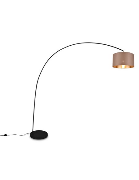 Lámpara de pie MANSUR con arco y pantalla textil, bombilla excl. 1x E27 max. 60W IP20 Negro