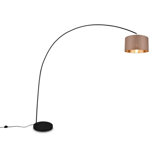 Lámpara de pie MANSUR con arco y pantalla textil, bombilla excl. 1x E27 max. 60W IP20 Negro