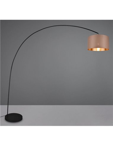 Lámpara de pie MANSUR con arco y pantalla textil, bombilla excl. 1x E27 max. 60W IP20 Negro