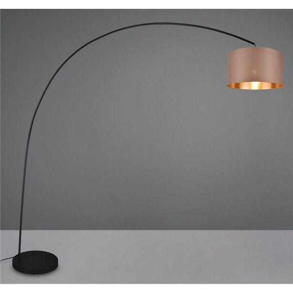 Luminária de chão MANSUR com arco e cúpula têxtil, lâmpada excl. 1x E27 máx. 60W IP20 Preto