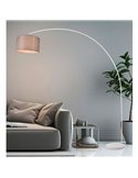 Luminária de chão curva MANSUR com cúpula têxtil, lâmpada excl. 1x E27 máx. 60W IP20 Branco