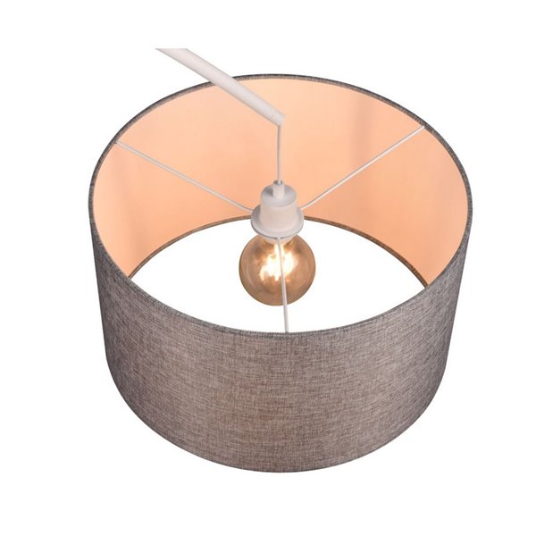 Luminária de chão curva MANSUR com cúpula têxtil, lâmpada excl. 1x E27 máx. 60W IP20 Branco