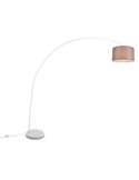 Lámpara de pie arqueada MANSUR y pantalla textil, bombilla excl. 1x E27 max. 60W IP20 Blanco