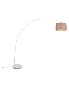 Lámpara de pie arqueada MANSUR y pantalla textil, bombilla excl. 1x E27 max. 60W IP20 Blanco