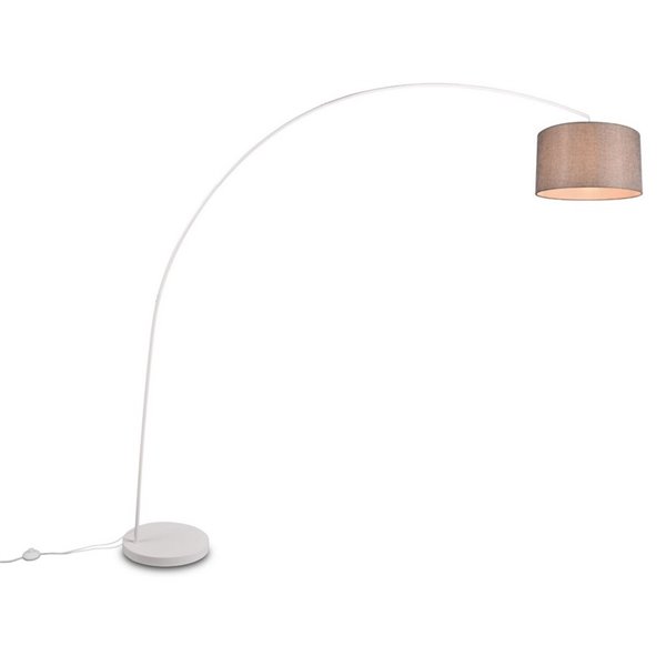 Lámpara de pie arqueada MANSUR y pantalla textil, bombilla excl. 1x E27 max. 60W IP20 Blanco