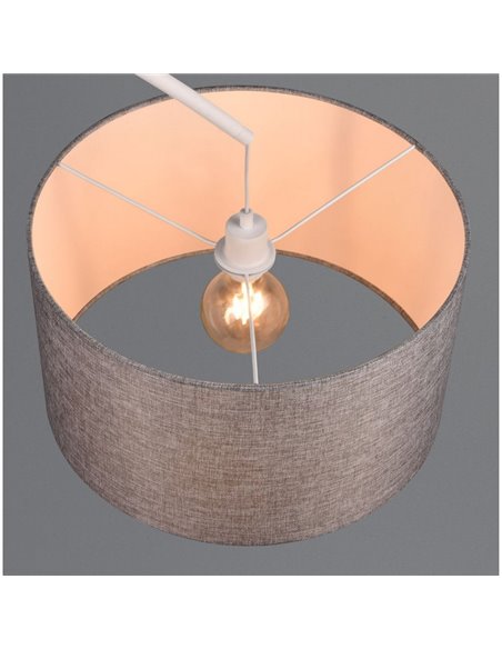 Luminária de chão curva MANSUR com cúpula têxtil, lâmpada excl. 1x E27 máx. 60W IP20 Branco