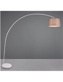 Lámpara de pie arqueada MANSUR y pantalla textil, bombilla excl. 1x E27 max. 60W IP20 Blanco