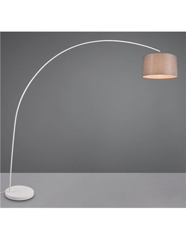 Lámpara de pie arqueada MANSUR y pantalla textil, bombilla excl. 1x E27 max. 60W IP20 Blanco