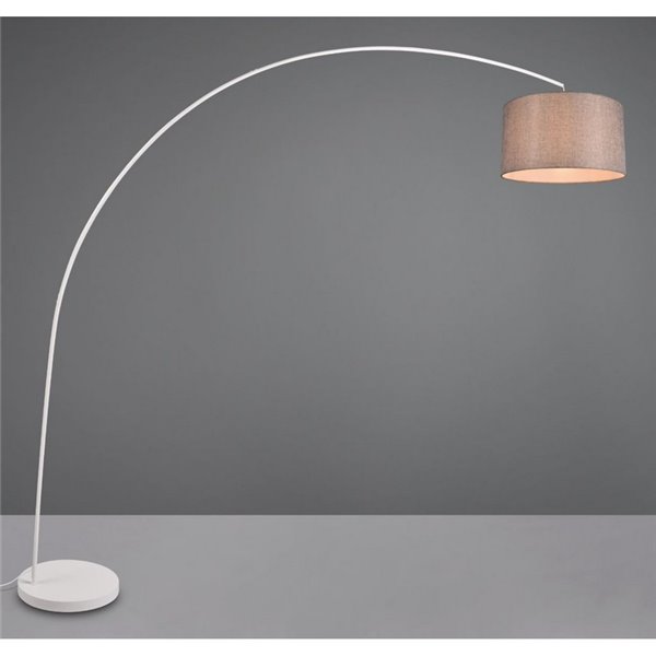 Lámpara de pie arqueada MANSUR y pantalla textil, bombilla excl. 1x E27 max. 60W IP20 Blanco