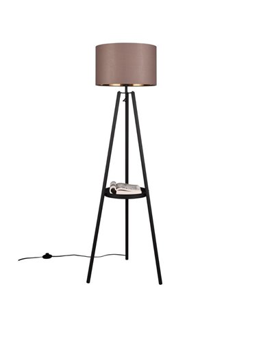 Luminária de chão MANSUR com arco e cúpula têxtil, lâmpada excl. 1x E27 máx. 60W IP20 Preto