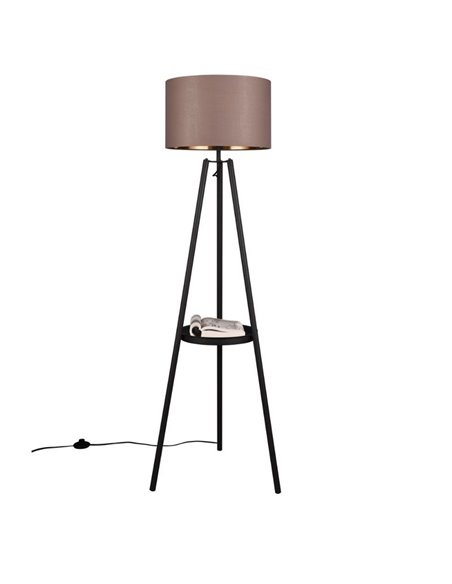 Lámpara de pie MANSUR con arco y pantalla textil, bombilla excl. 1x E27 max. 60W IP20 Negro