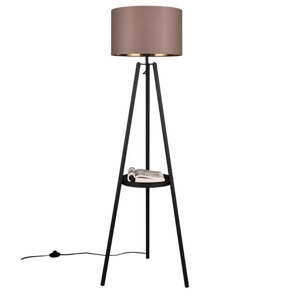 Lámpara de pie MANSUR con arco y pantalla textil, bombilla excl. 1x E27 max. 60W IP20 Negro