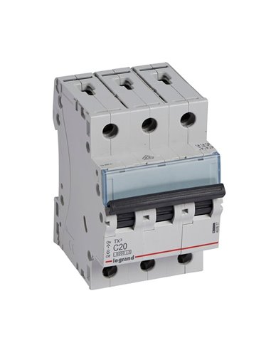 Legrand TX³ 403617, 3P, C20, 6 kA, 400 V, interruptor termomagnético