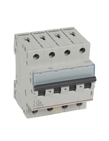 Legrand TX³ 403627, 4P, C20, 6 kA, 400 V, interrupteur magnétothermique