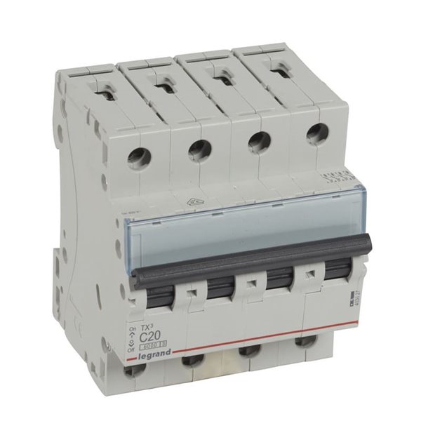Interruptor magnetotérmico Legrand TX³ 403627, 4P, C20, 6 kA, 400 V