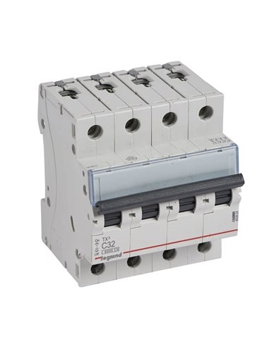 Legrand TX³ 403629, 4P, C32, 6 kA, 400 V, interruptor termomagnético