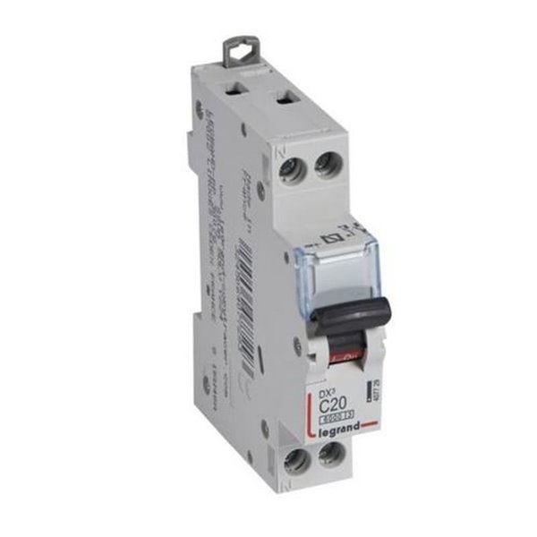 Interruptor magnetotérmico Legrand DX³ 407729E, P+N, C20, 6/10 kA, 230 V, 1 módulo