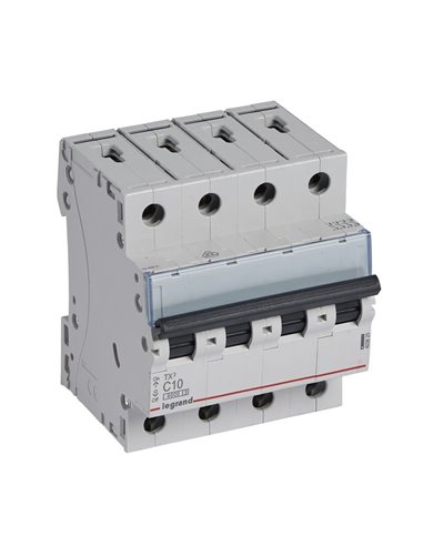 Interruptor magnetotérmico Legrand TX³ 403625, 4P, C10, 6 kA, 400 V