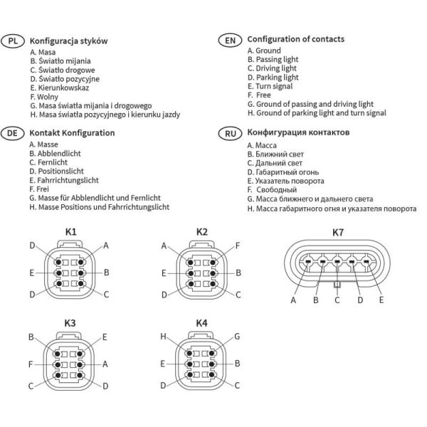 Faro Delantero Halógeno 12V Montaje Horizontal para JCB – Posición, Intermitente, Cruce y Carretera Homologación HC/R A 5 1b