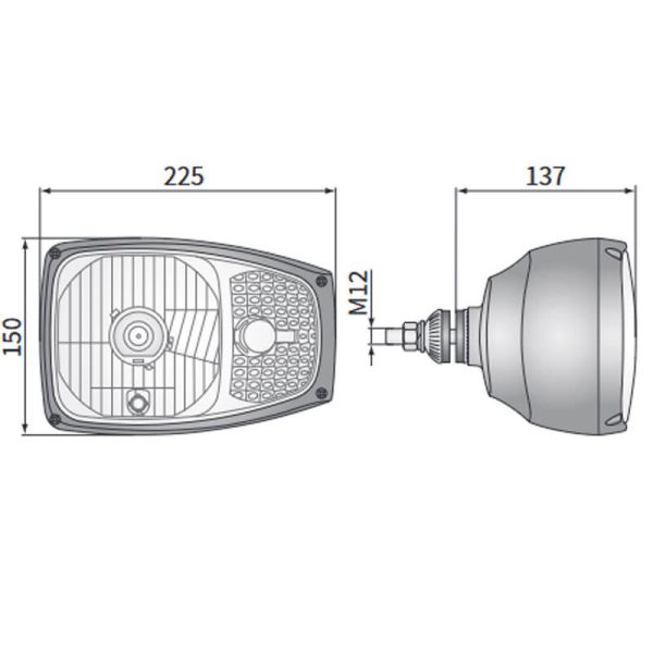 Halogen-Scheinwerfer 12V für JCB mit...