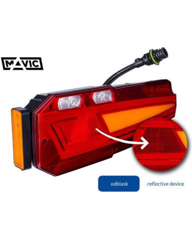 Piloto trasero LED con triangulo Mavic 7 Funciones con luz reflectante y luz de galibo lateral IA SM1 F1 AR 2a S1 R1