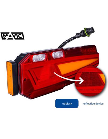 Feu arrière triangulaire à LED 7 fonctions Mavic avec éclairage réfléchissant et feu de position latéral IA SM1 F1 AR 2a S1 R1