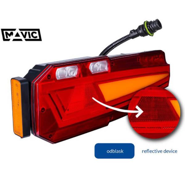 Piloto trasero LED con triangulo Mavic 7 Funciones con luz reflectante y luz de galibo lateral IA SM1 F1 AR 2a S1 R1