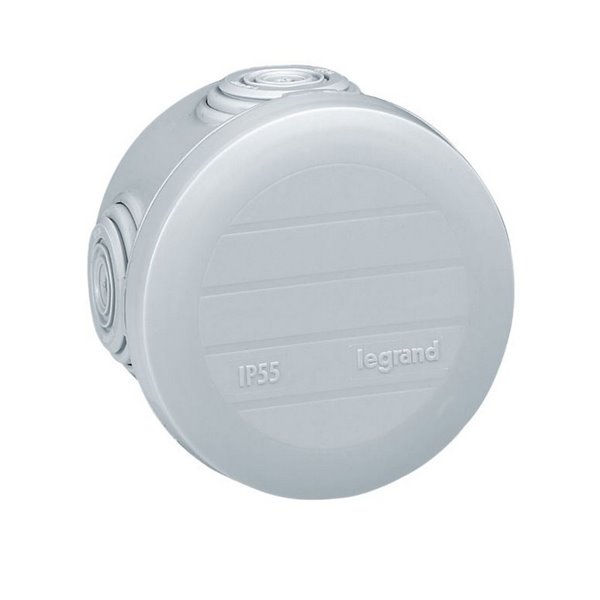 Caixa de junção redonda estanque PLEXO IP55, Ø60mm, altura 40mm, para cabos e tubos de 4 a 20mm, RAL7035