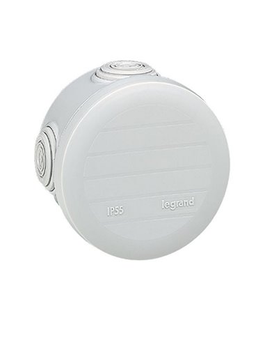 Caixa de junção redonda estanque PLEXO IP55, Ø70mm, altura 45mm, para cabos e tubos de 4 a 20mm, RAL7035