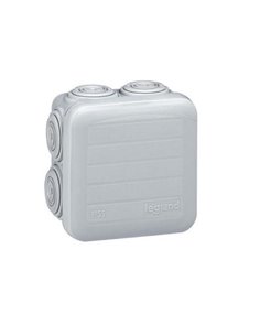 Boîte de jonction carrée étanche PLEXO IP55 65x65x40mm 7 cônes RAL7035