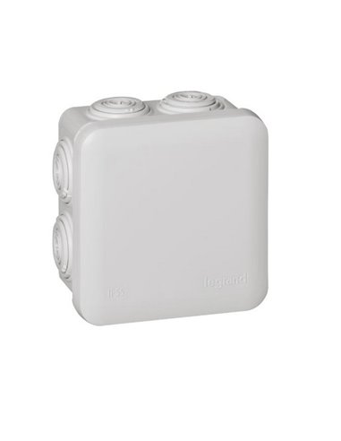 Boîte de jonction carrée étanche PLEXO IP55 80x80x45mm 7 cônes RAL7035