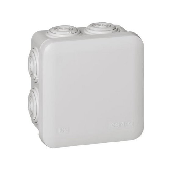Caja de derivación estanca cuadrada PLEXO IP55 80x80x45mm 7 conos RAL7035