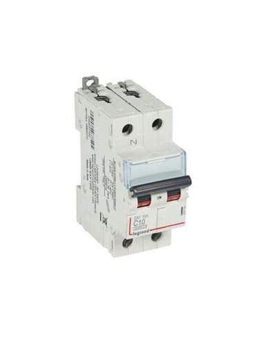Interruptor automático magnetotérmico Legrand DX³ 407754E, P+N, 10 A, curva C, 6/10 kA, 230 V, 2 módulos