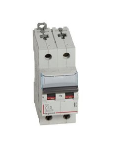 Interrupteur magnétothermique automatique Legrand DX³ 407798E, bipolaire (2P), 10 A, courbe C, 6/10 kA, 230/400 V