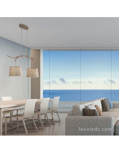 Lámpara Colgante Doble de Techo Rústica Serie Sabina 2L Ø30CM Mantra Iluminación | LeonLeds