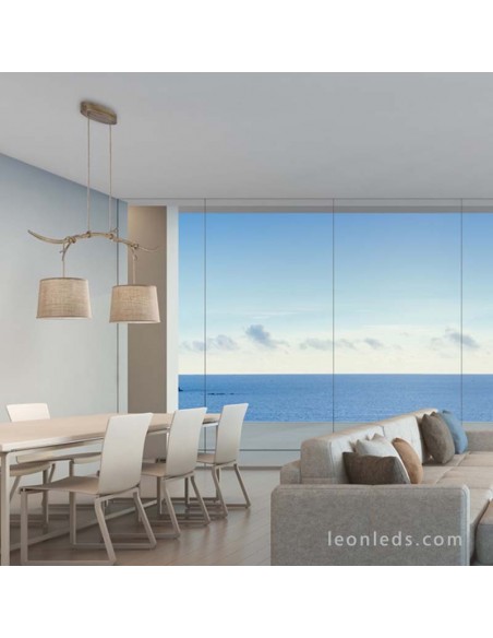 Lámpara Colgante Doble de Techo Rústica Serie Sabina 2L Ø30CM Mantra Iluminación | LeonLeds
