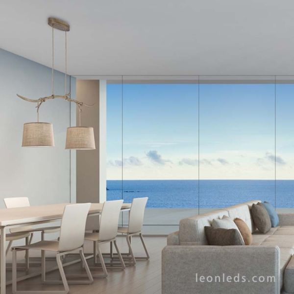 Lámpara Colgante Doble de Techo Rústica Serie Sabina 2L Ø30CM Mantra Iluminación | LeonLeds